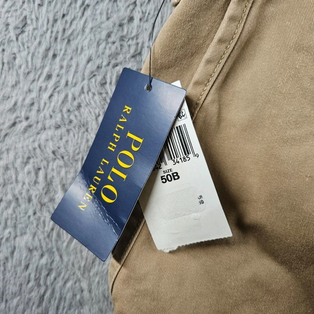 NWT Polo‎ Ralph Lauren Shorts Men 50 B Classic Fit Flat Front Caf Tan
